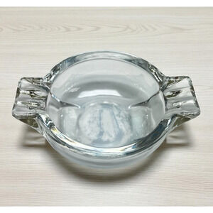 Vintage Glass Ashtray Retro Mid Century Modern MCM Clear Atomic 5" Heavy